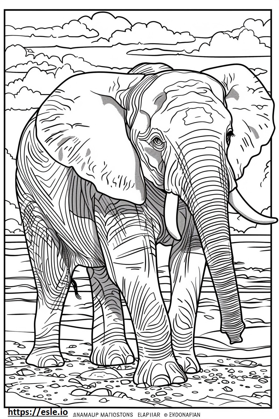 Amigável ao elefante africano para colorir