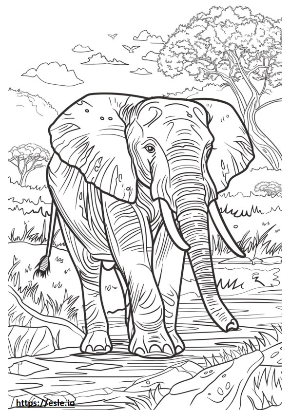 Freundlich für afrikanische Buschelefanten ausmalbild