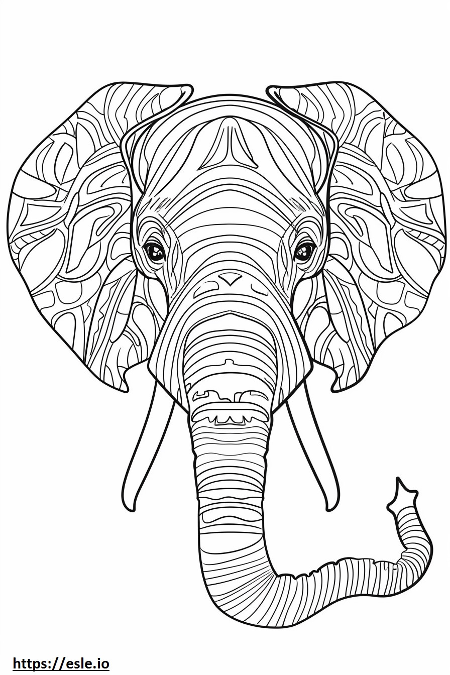 アフリカマルミミゾウの顔 ぬりえ - 塗り絵
