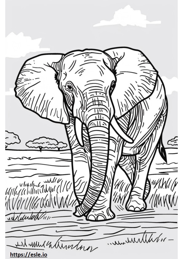 Całe ciało słonia afrykańskiego leśnego kolorowanka