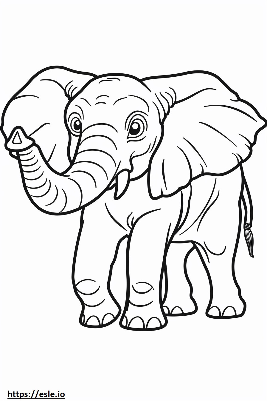 Emoji de sonrisa de elefante del bosque africano para colorear e imprimir