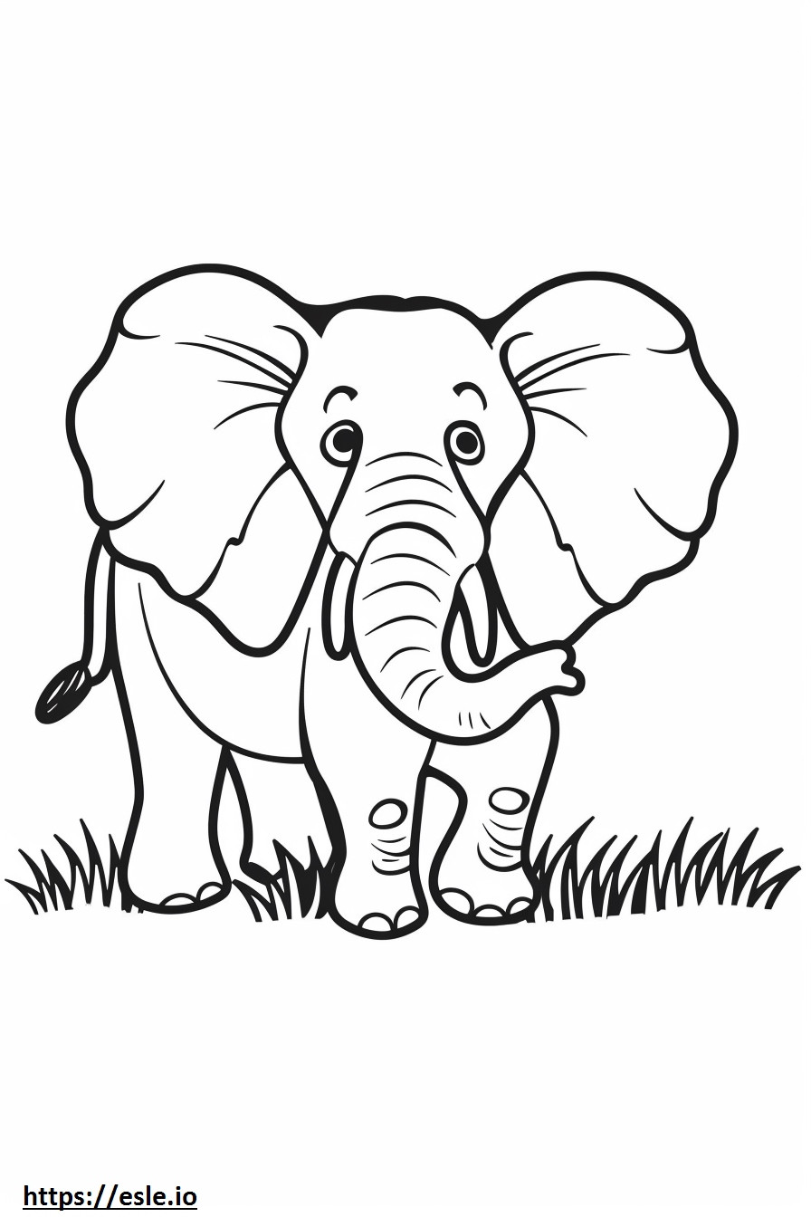 Coloriage Emoji souriant d'éléphant de forêt d'Afrique à imprimer