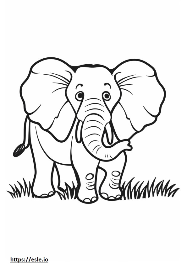 Emoji de sorriso de elefante da floresta africana para colorir