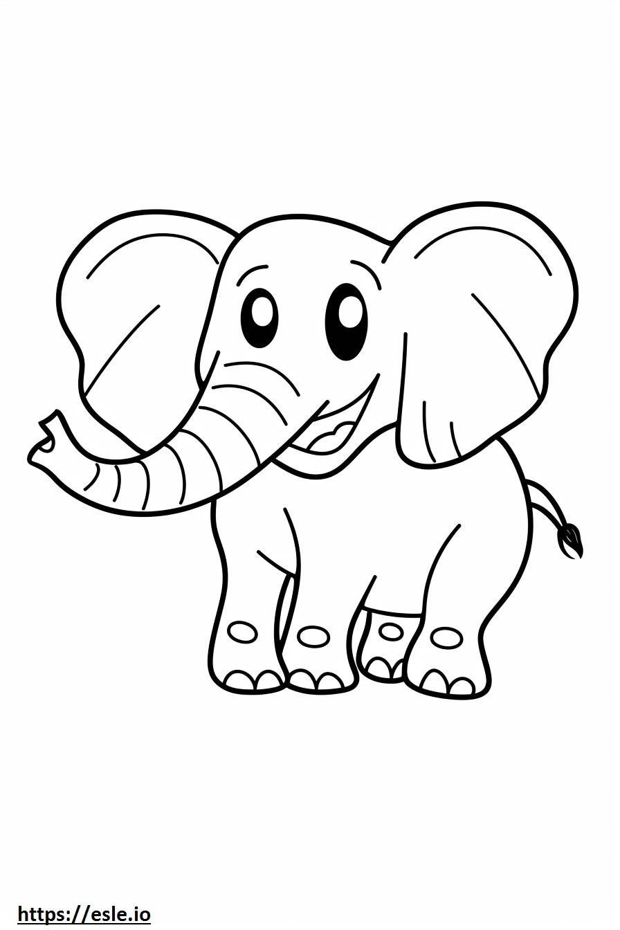 Emoji de sonrisa de elefante del bosque africano para colorear e imprimir
