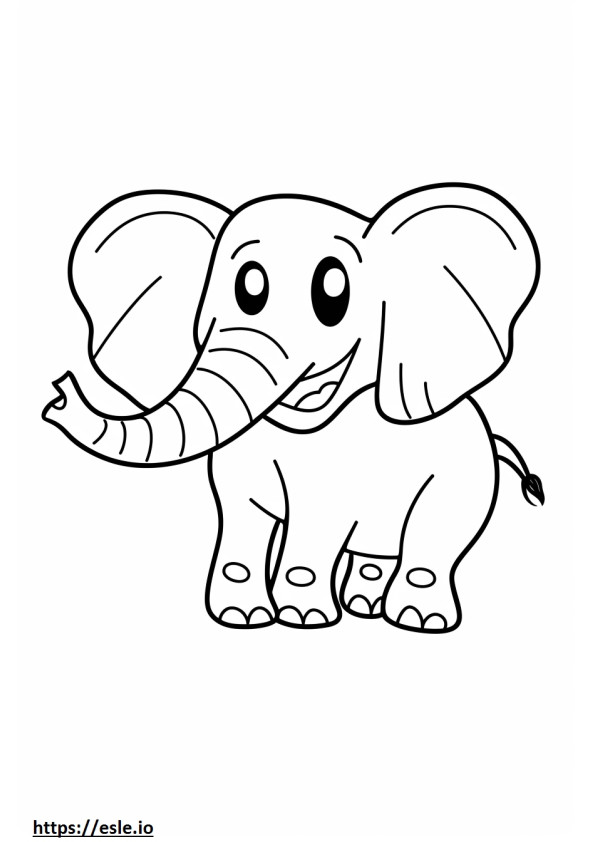 アフリカ森林ゾウの笑顔の絵文字 ぬりえ - 塗り絵