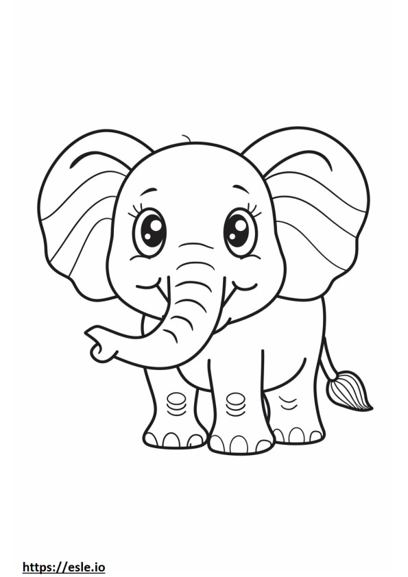 African Forest Elephant smile emoji coloring page