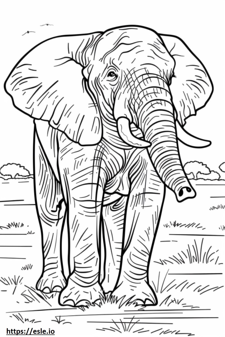 アフリカ森林ゾウの漫画 ぬりえ - 塗り絵