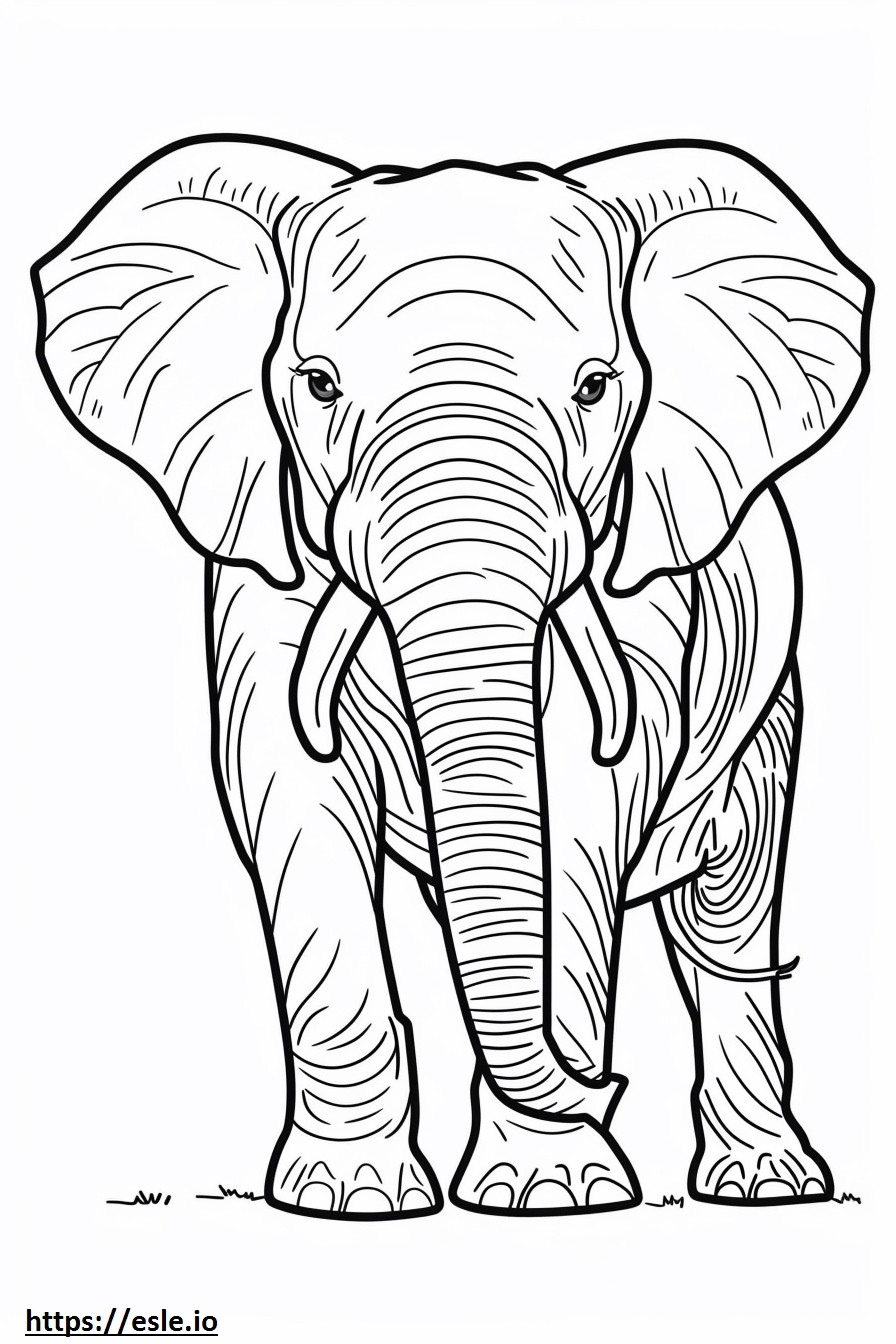 Coloriage Caricature d'éléphant de forêt africaine à imprimer