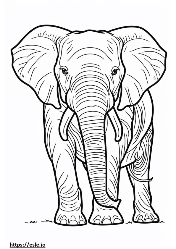 アフリカ森林ゾウの漫画 ぬりえ - 塗り絵