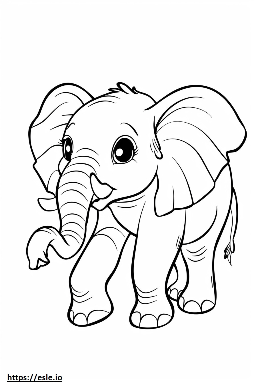 African Forest Elephant cute coloring page