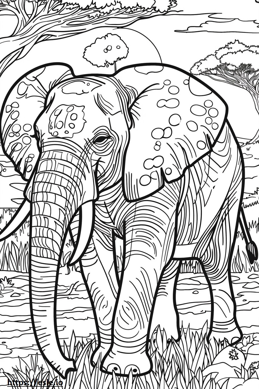 Elefante da floresta africana feliz para colorir