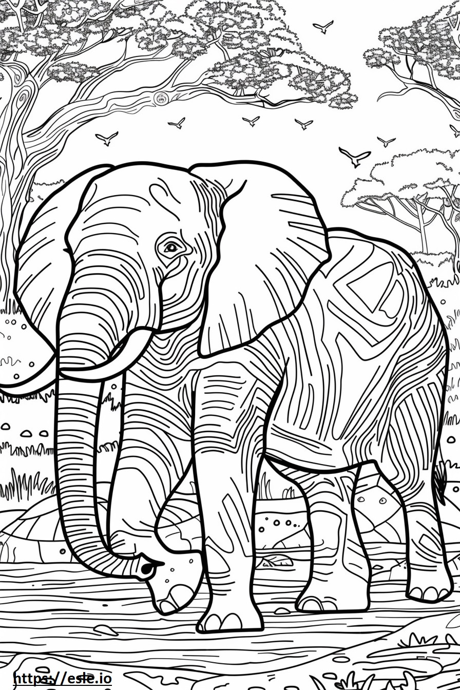 Afrykański słoń leśny szczęśliwy kolorowanka