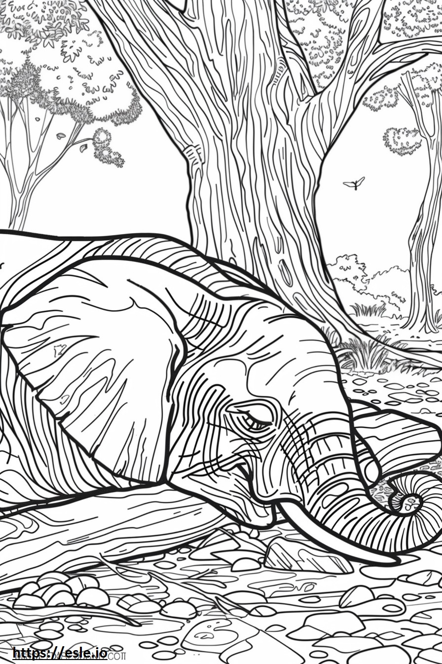Elefante africano della foresta che dorme da colorare