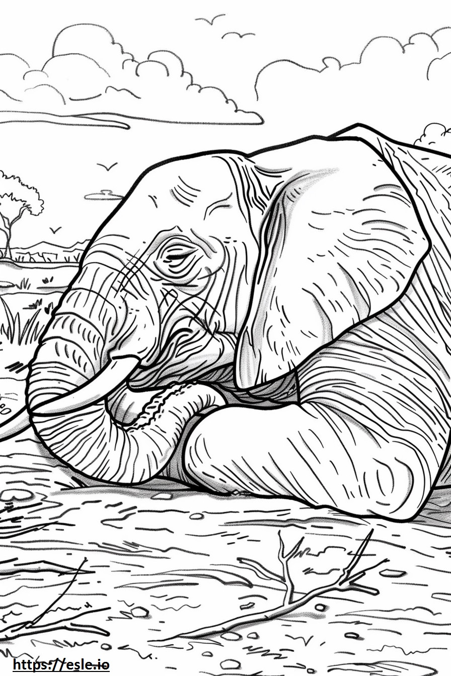 Elefante africano del bosque durmiendo para colorear e imprimir