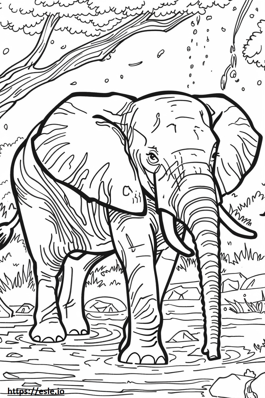 Elefante africano del bosque jugando para colorear e imprimir