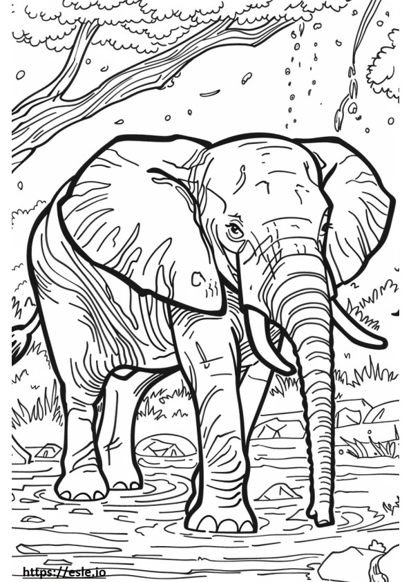 Coloriage Éléphant de forêt d'Afrique jouant à imprimer