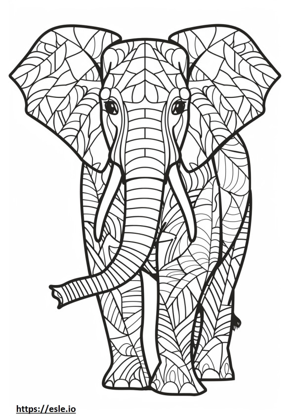 Elefante africano della foresta Kawaii da colorare