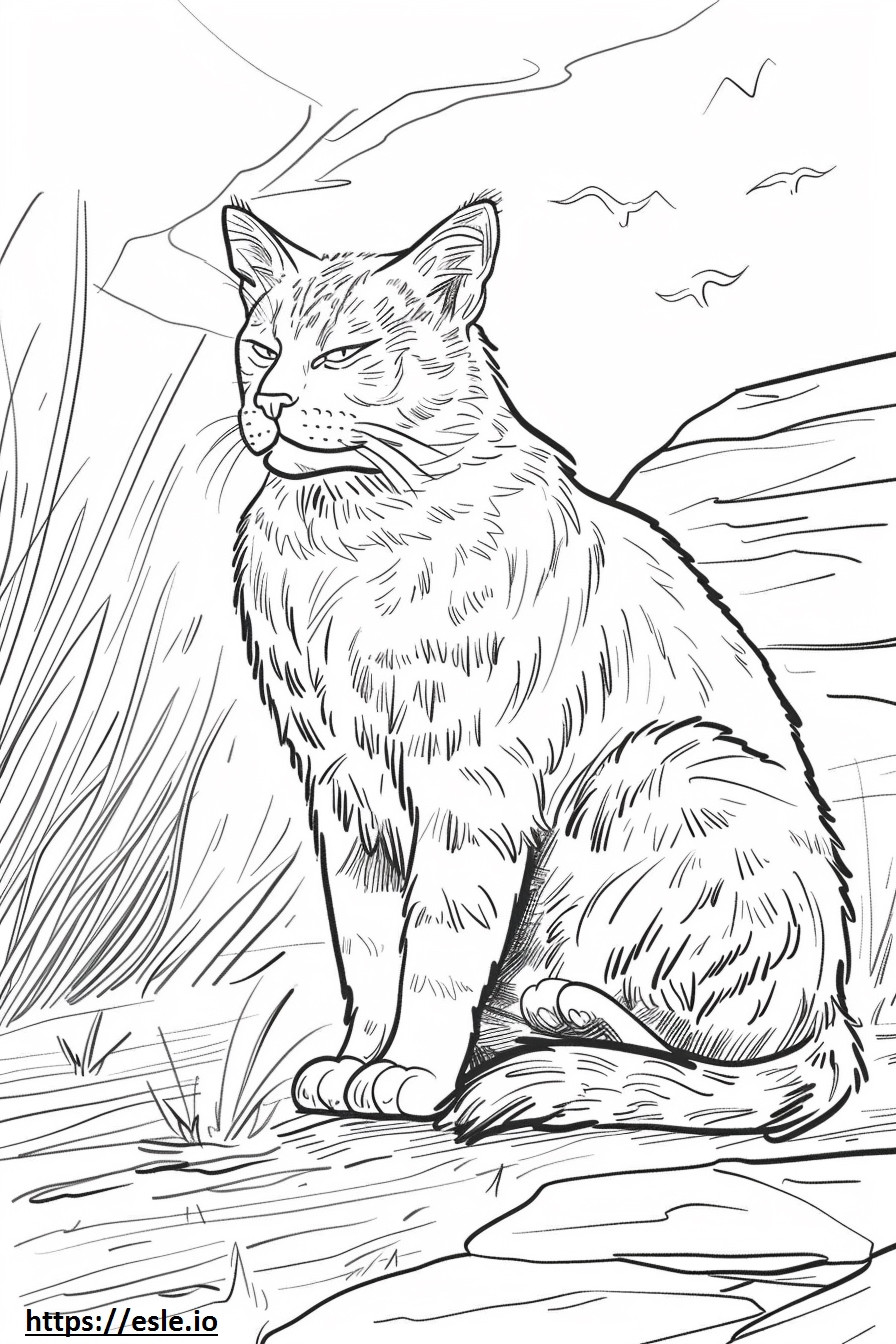 African Golden Cat full body coloring page
