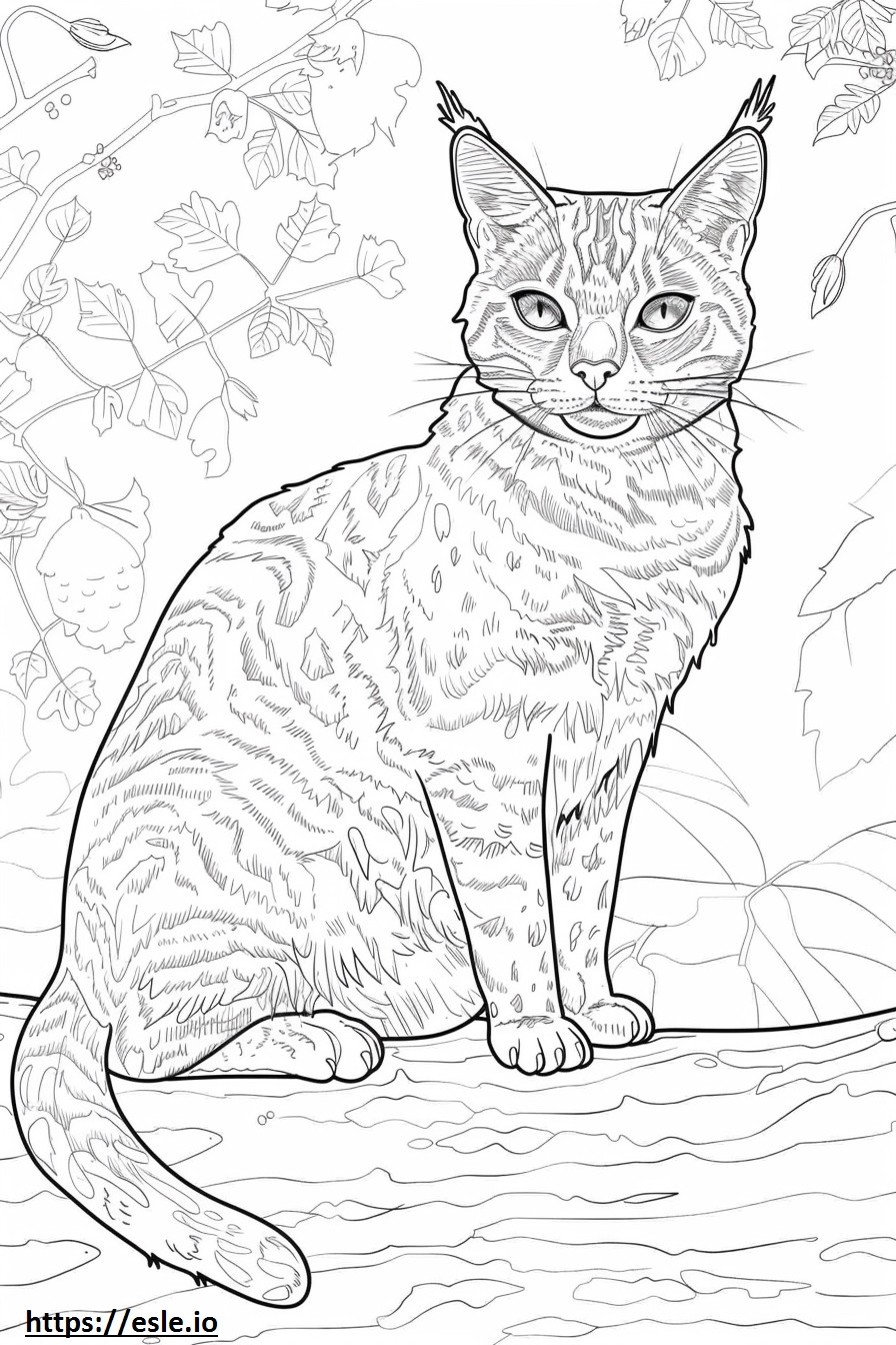 African Golden Cat cartoon coloring page