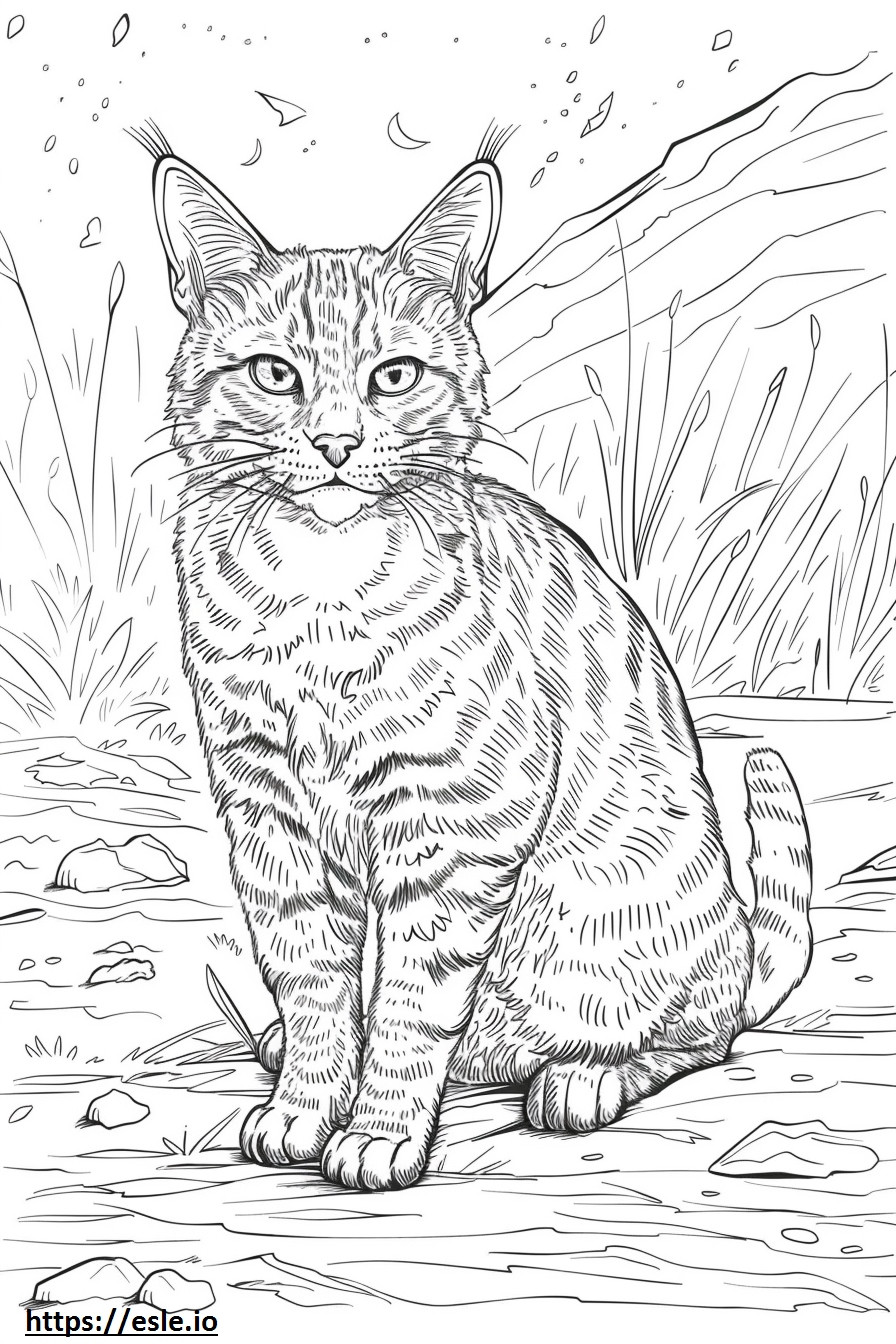 African Golden Cat cute coloring page
