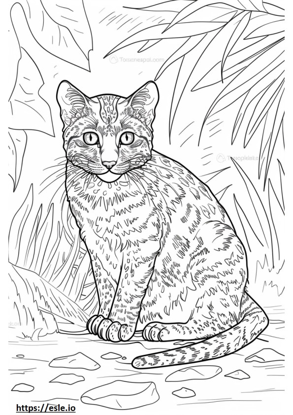 African Golden Cat happy coloring page