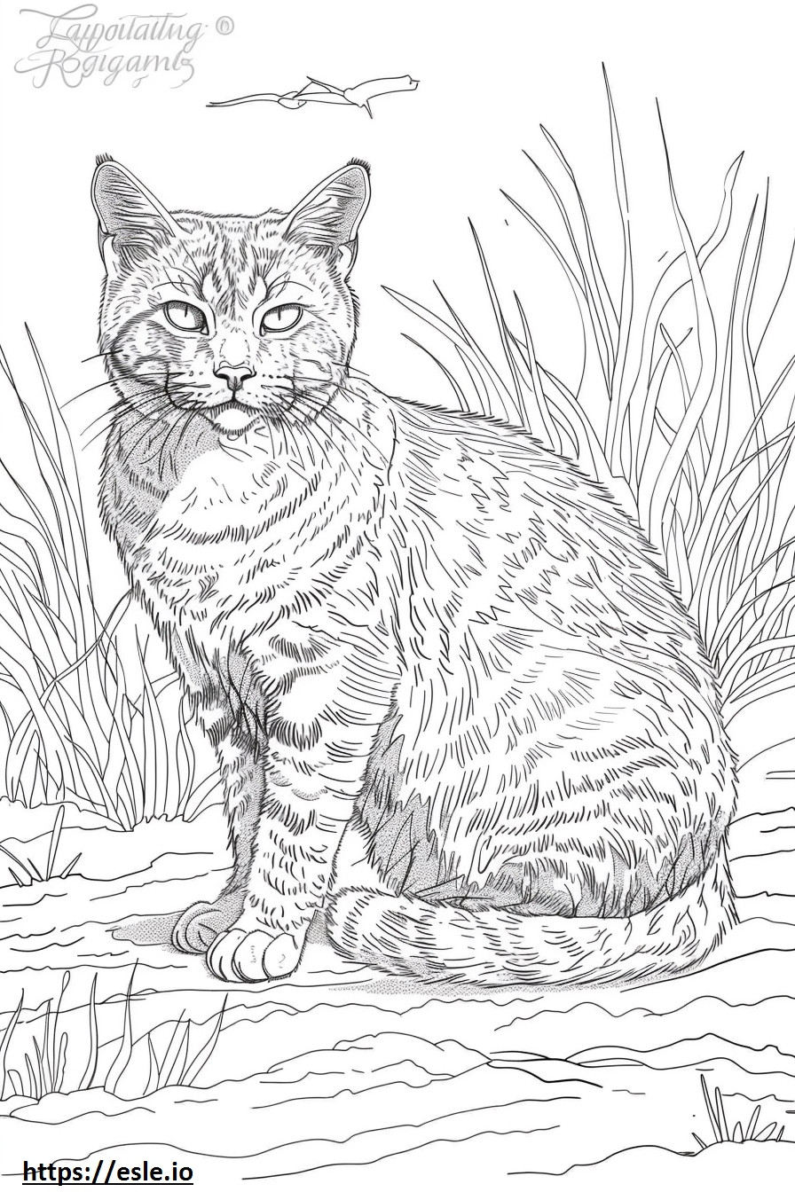 African Golden Cat Playing coloring page