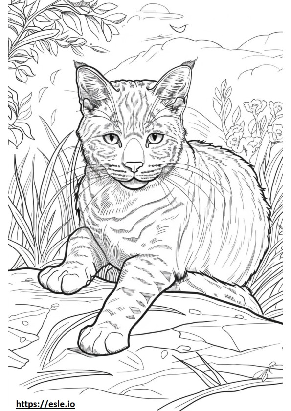 African Golden Cat Playing coloring page