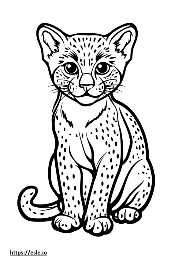 Afrikaanse gouden kat Kawaii kleurplaat