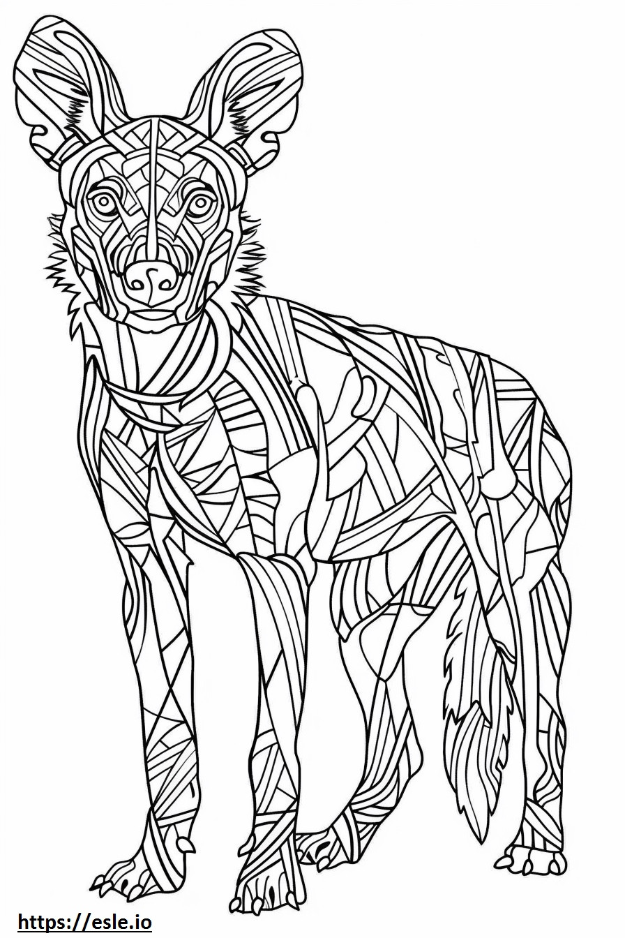 Afrikanischer Wildhund, Ganzkörper ausmalbild