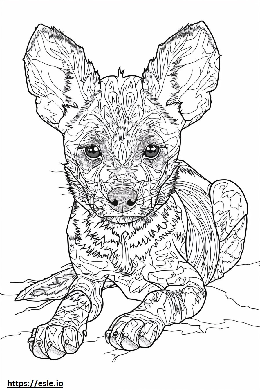African Wild Dog baby coloring page