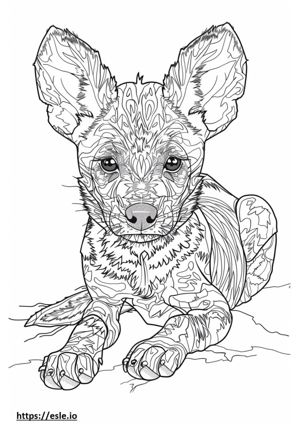 Coloriage Bébé chien sauvage d'Afrique à imprimer