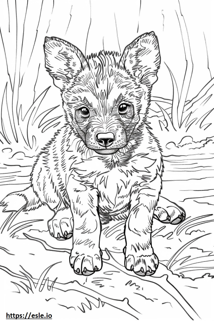 African Wild Dog baby coloring page