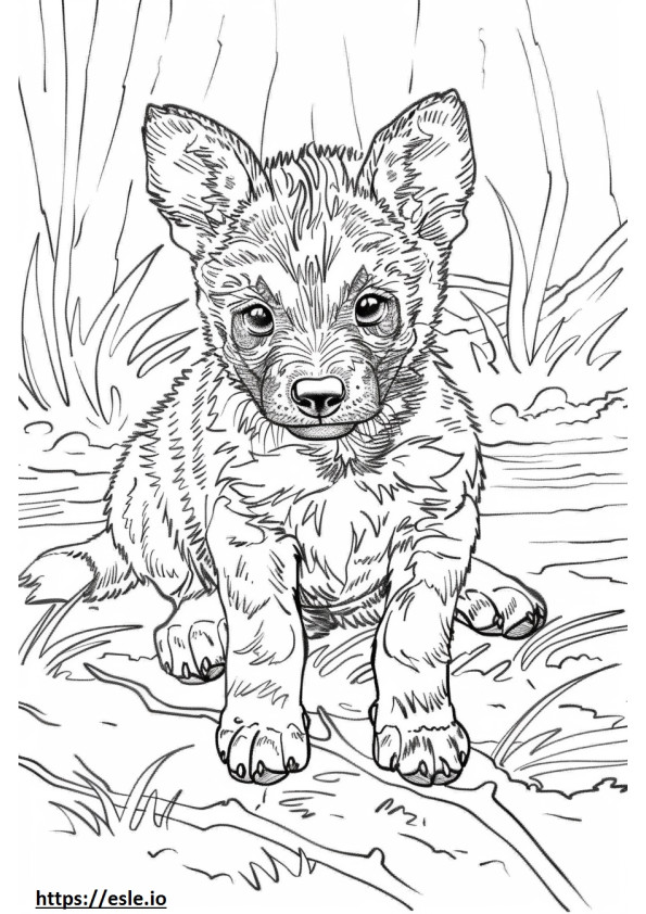 Coloriage Bébé chien sauvage d'Afrique à imprimer