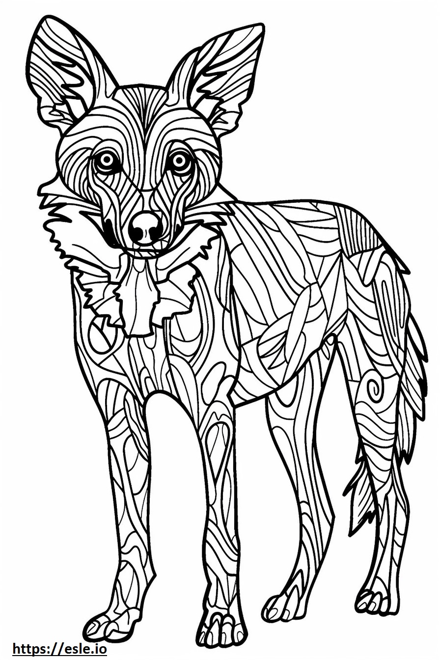 African Wild Dog cartoon coloring page