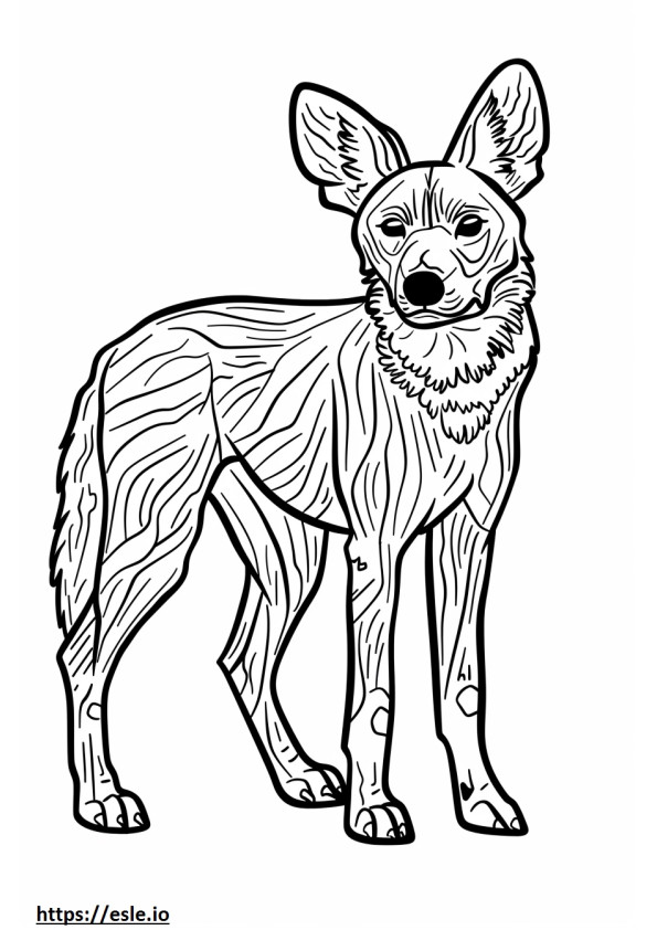 Afrikkalainen villi koira sarjakuva värityskuva