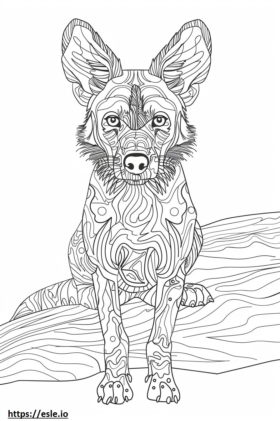 Cão Selvagem Africano fofo para colorir
