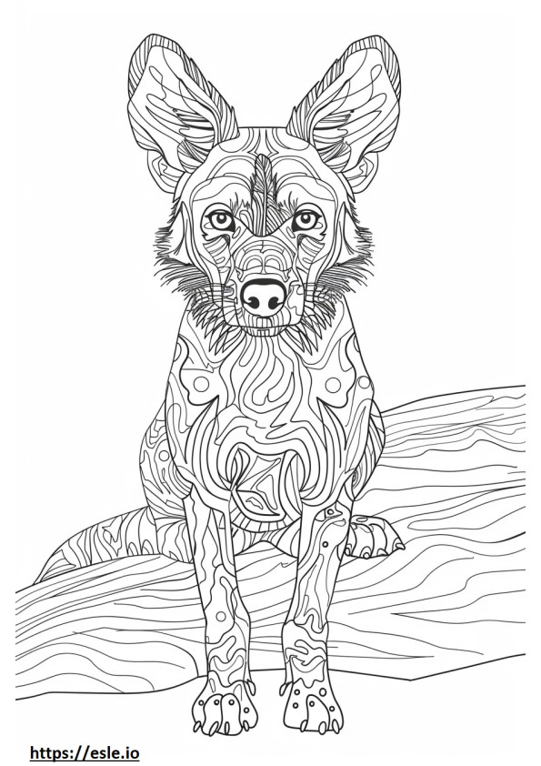 Cão Selvagem Africano fofo para colorir