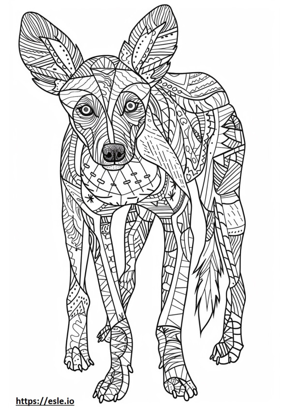 African Wild Dog happy coloring page