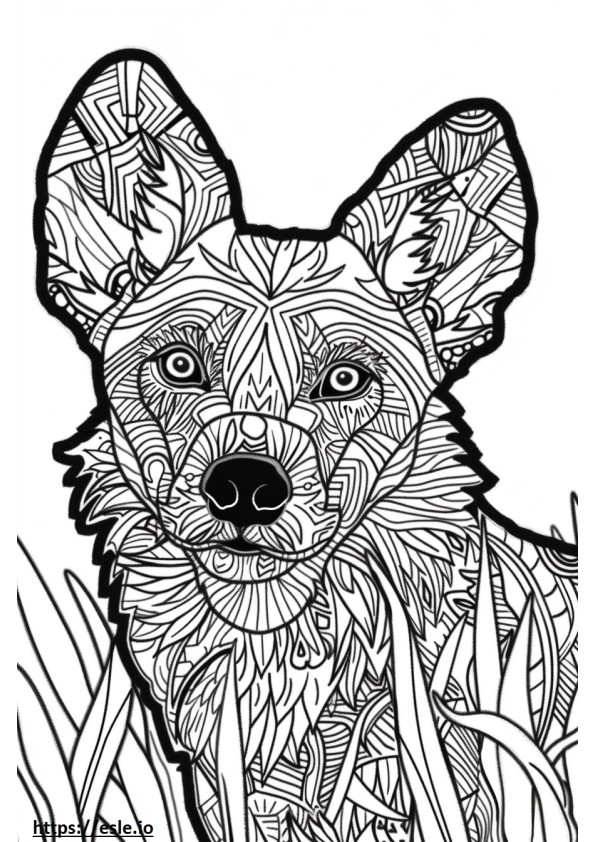 African Wild Dog Kawaii coloring page