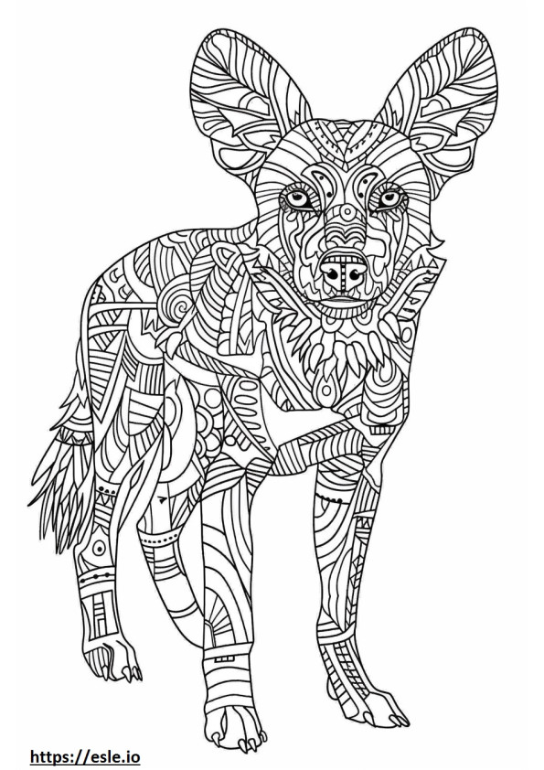 African Wild Dog Kawaii coloring page