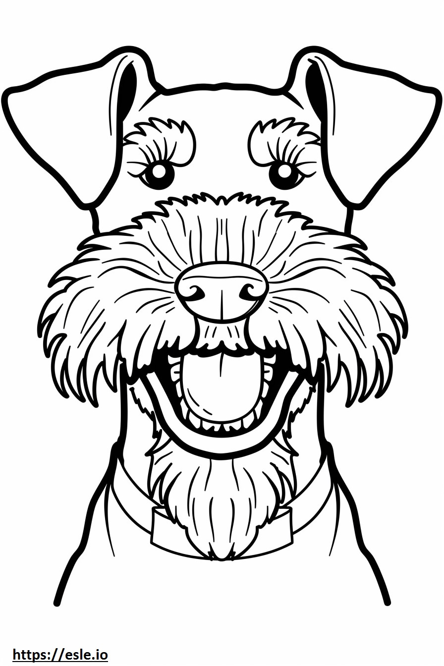 Coloriage Airedale Terrier souriant emoji à imprimer