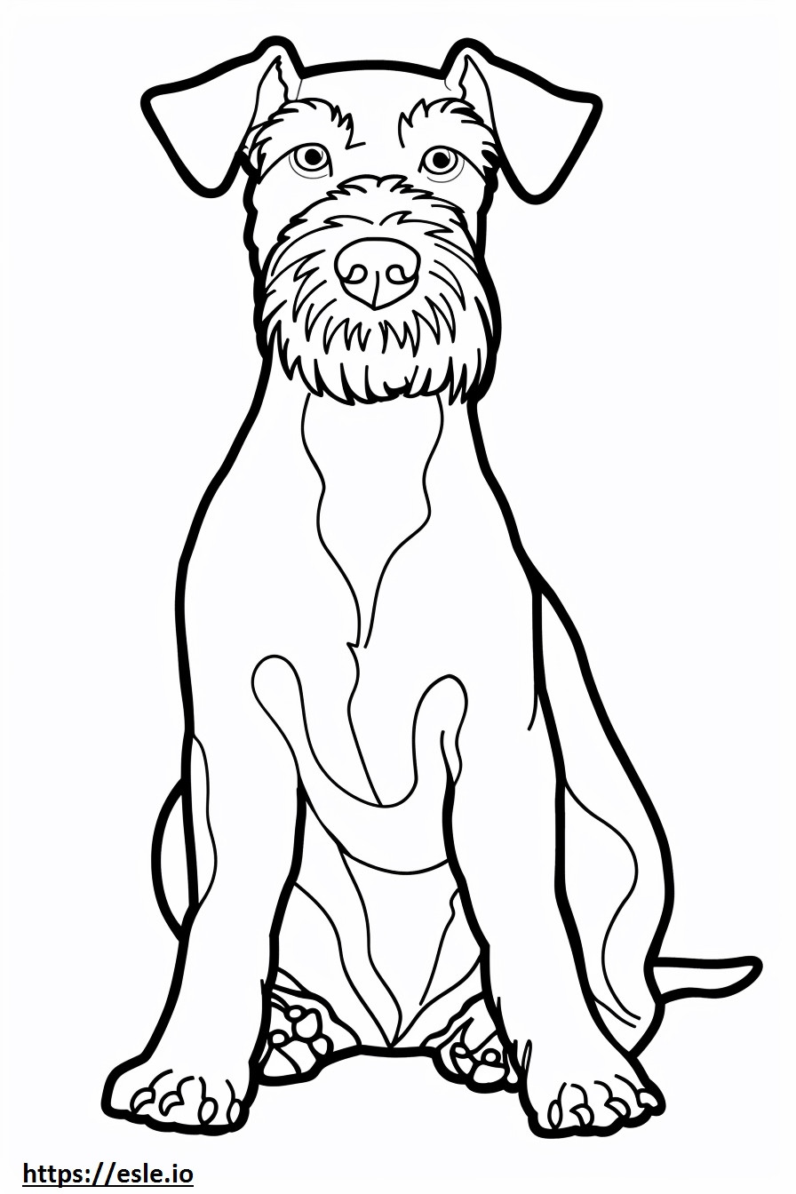 Coloriage Airedale Terrier Kawaii à imprimer