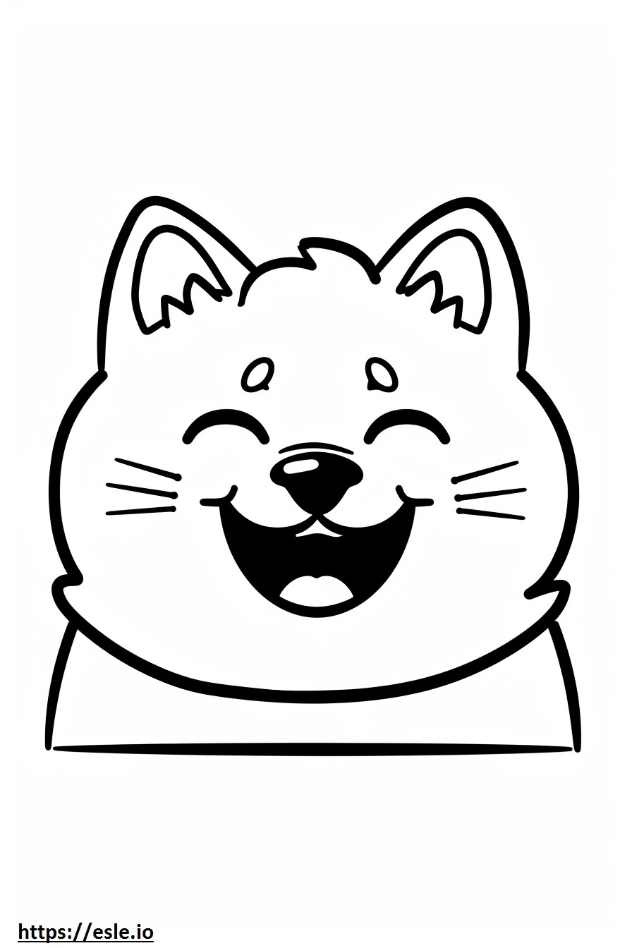 Emoji de sorriso de Akita para colorir