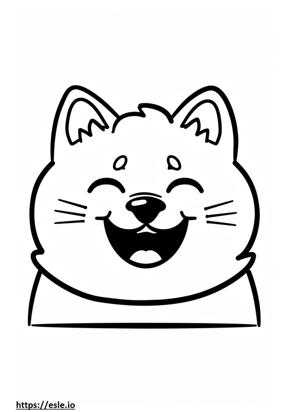 Akita-glimlach-emoji kleurplaat