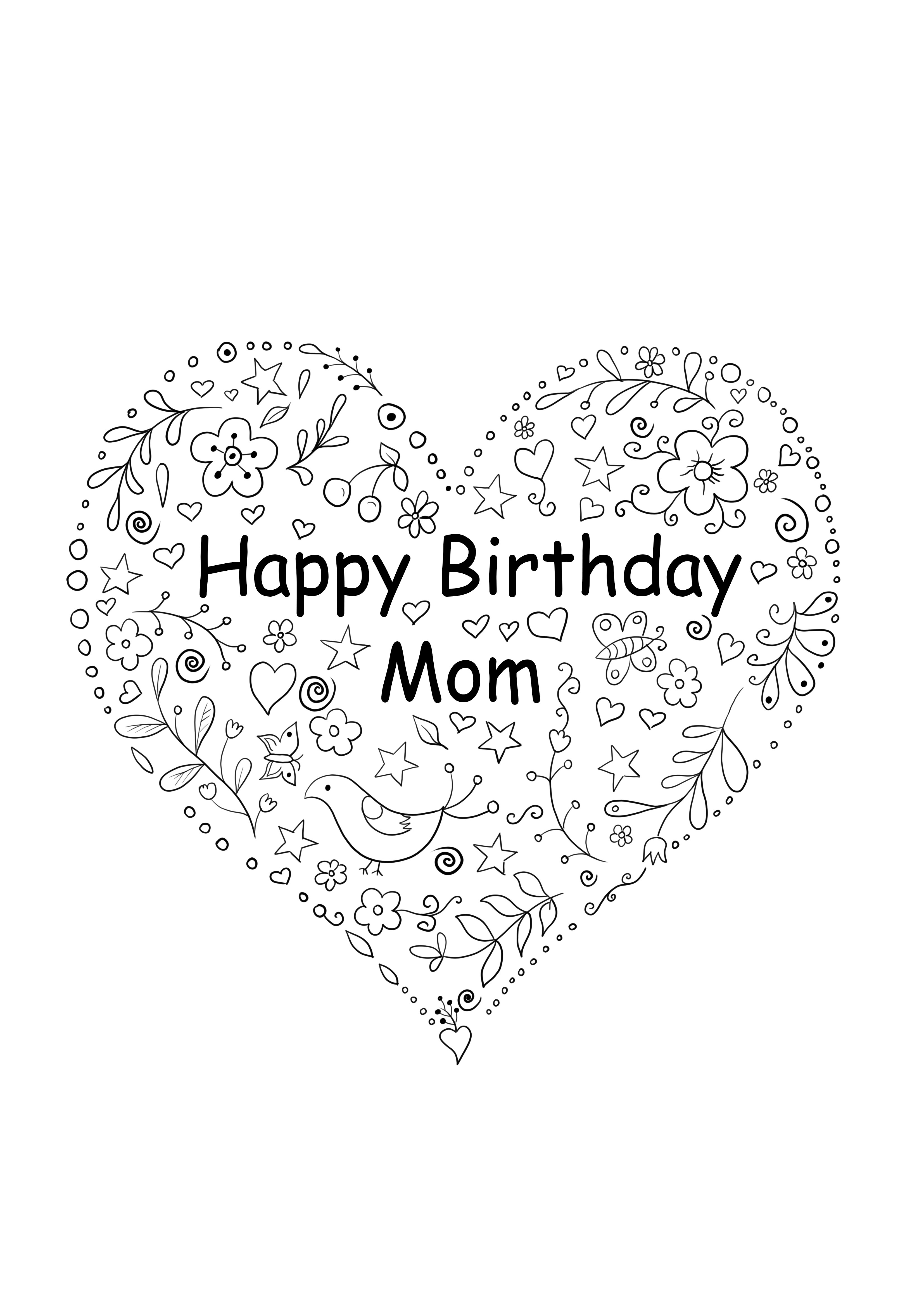 Kartu bentuk hati untuk ulang tahun ibu dapat dicetak gratis