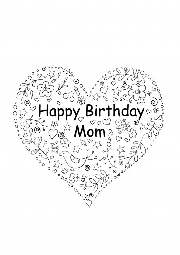 Felicitare în formă de inimă pentru ziua de naștere a mamei imprimabilă gratuit