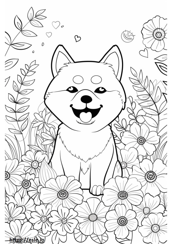 Akita happy coloring page