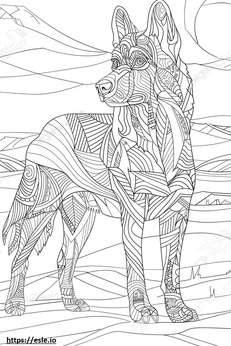 Alabai (Central Asian Shepherd) Playing coloring page