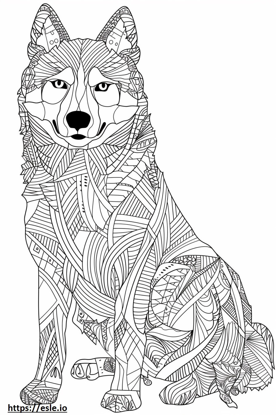 Alaskan Husky full body coloring page