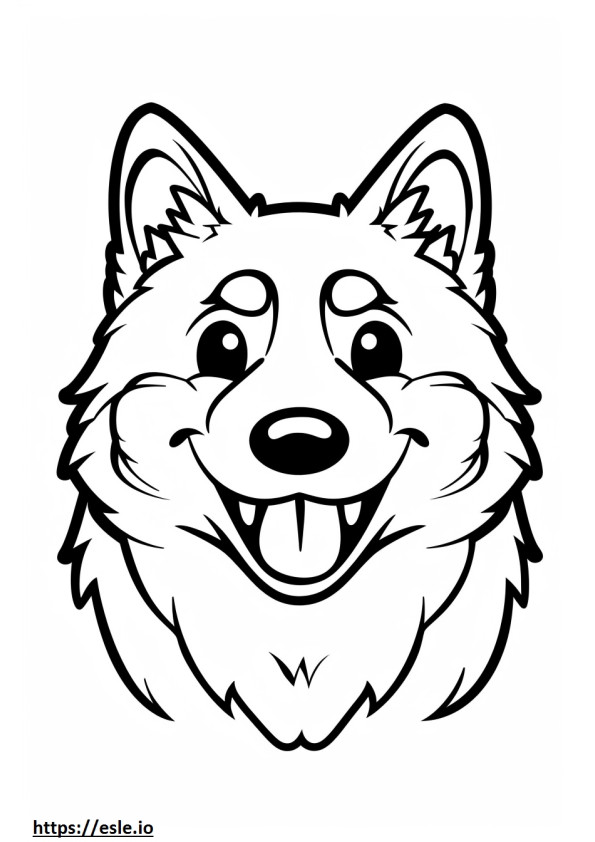 Alaskan Husky smile emoji coloring page